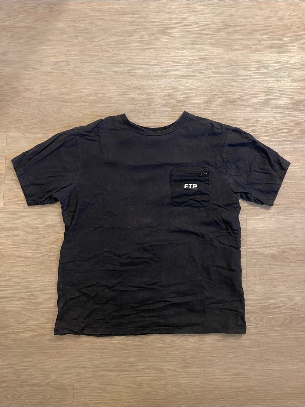 FTP Black Short Sleeve Crewneck T-Shirt with Logo Pocket